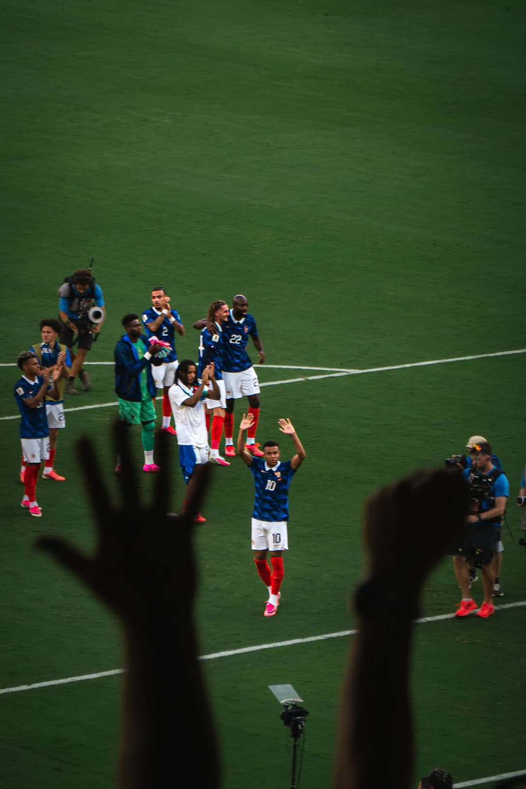 France players applauding the crowd at full time