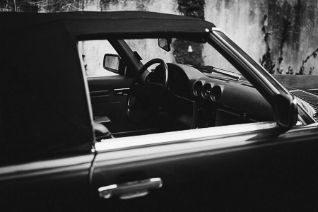 Black and white car portrait