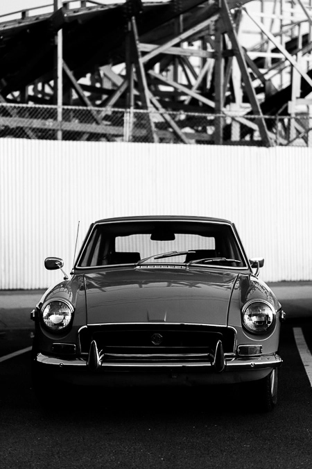 Classic car in black and white