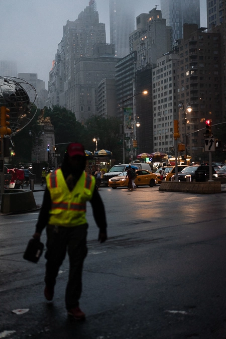 Columbus Circle on a Rainy Weekday