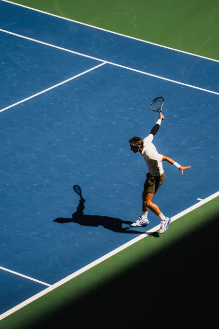 Serve struck from above the baseline at the US Open