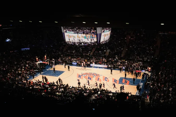Madison Square Garden seen wide from the upper bowl during a Knicks game